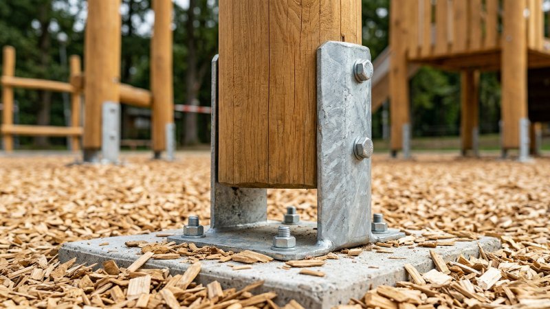 Galvanized Steel Ground Fixing For Wooden Play Equipment
