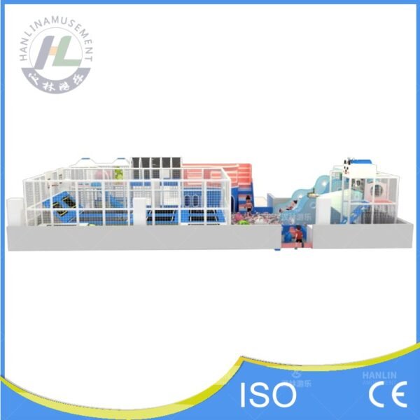 Large Indoor Play Center with Trampoline and Wave Slide
