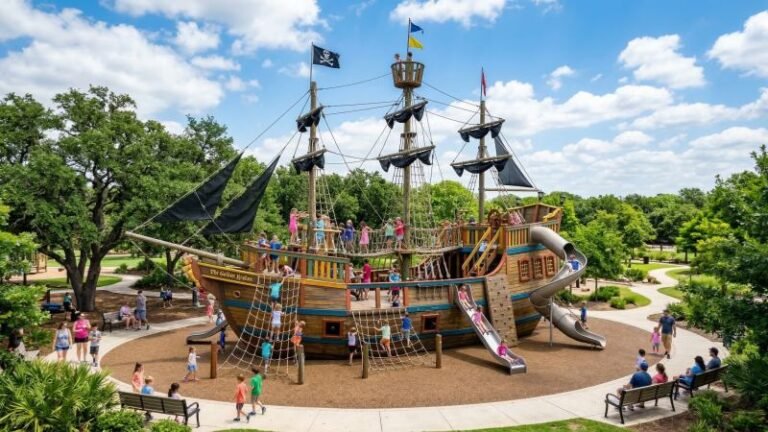 Large Outdoor Pirate Ship Playground in a Park