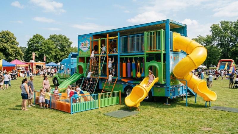 Modern Colorful Trailer Playground at Outdoor Event