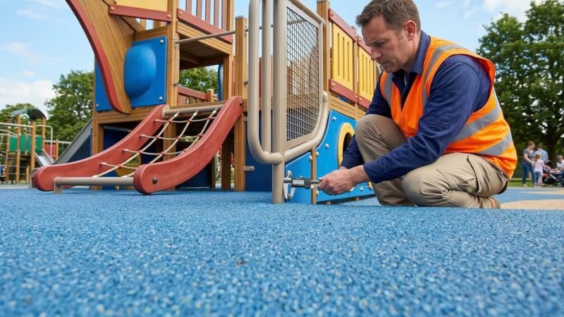 Playground Inspector Checking Pirate Ship Safety Standards