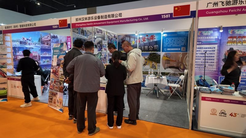 Professional team discussing playground projects with clients