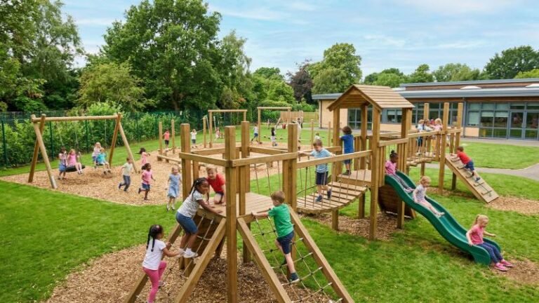 School Wooden Playground Equipment Wide View