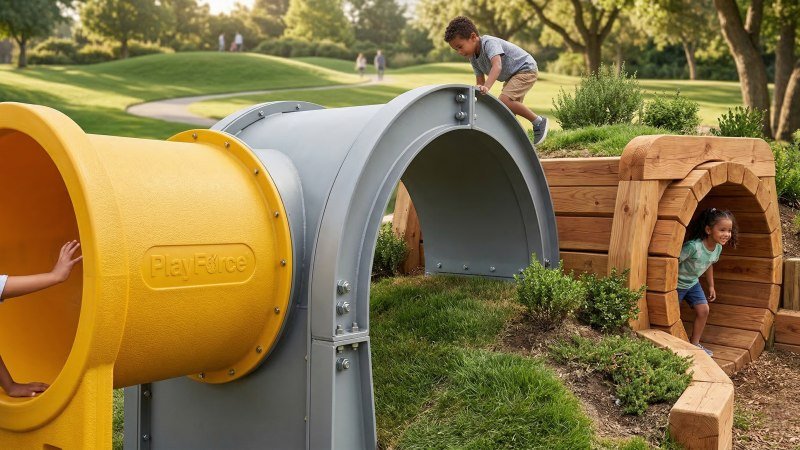 commercial playground tunnel material durability comparison textures