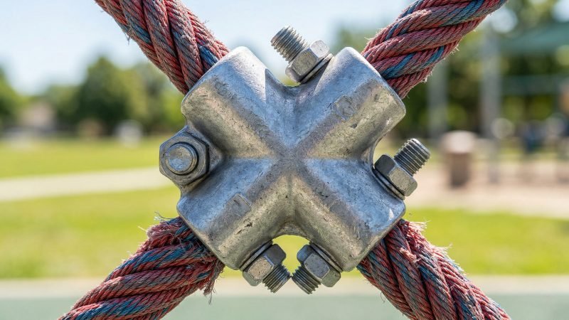Aluminum Cross Connector on Playground Rope