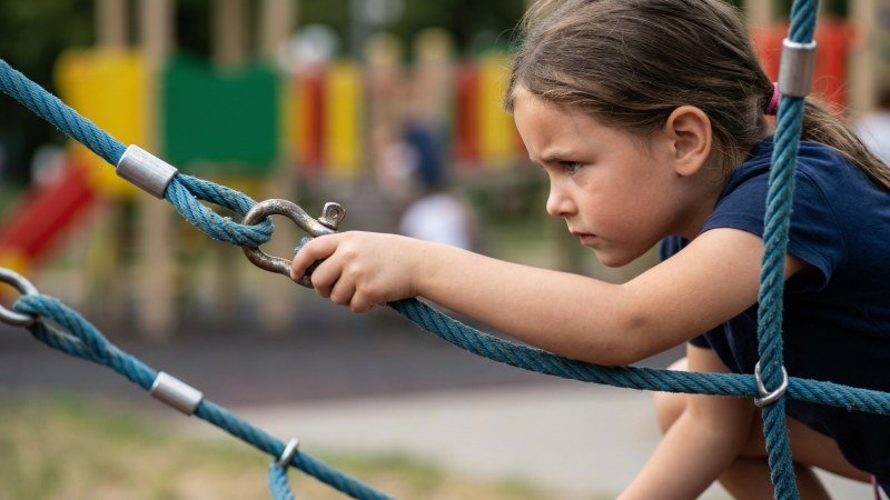 Deep Concentration and Focus During Rope Climbing