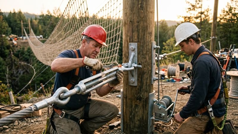 Engineering installation with tension control hardware