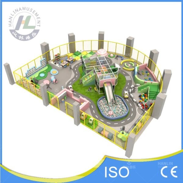 Large Pastel Traffic Town Playground Overview Large Pastel Traffic Town Playground Overview