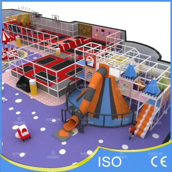 Mega Trampoline Park and Volcano Climbing Slide