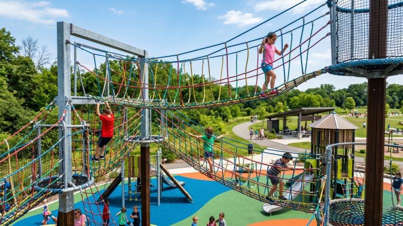 Outdoor Commercial Rope Net Bridge Playground