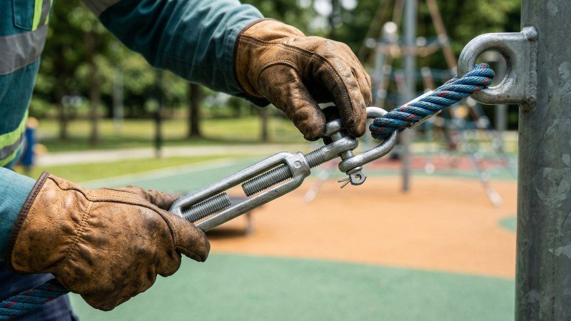 Playground Maintenance Inspecting Steel Turnbuckle