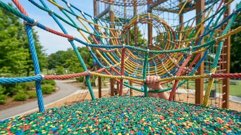 Playground Net Safety Grid and Rubber Surfacing