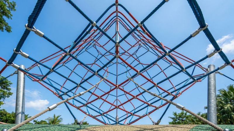 Safe Playground Climbing Net Structure Tensioned
