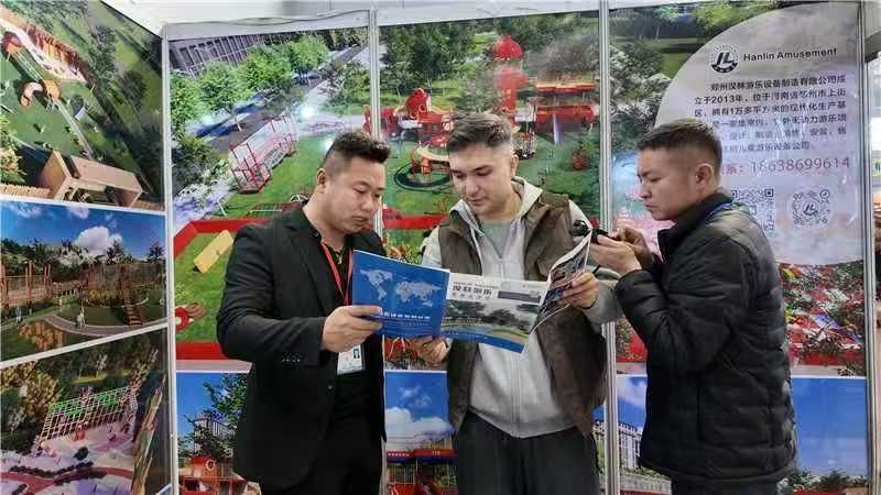 Showcasing durable play equipment catalogs to international partners