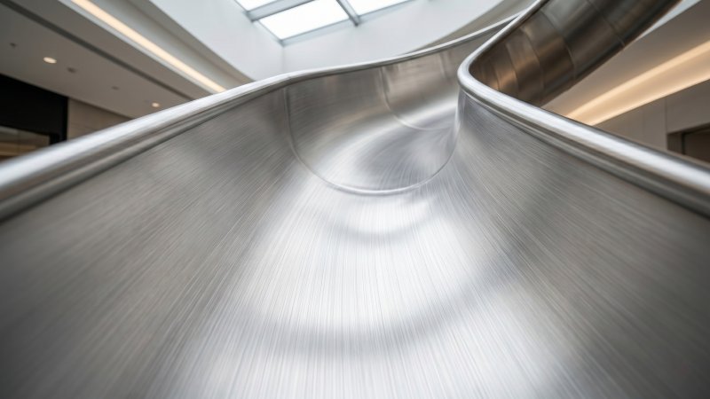Close Up of Brushed Stainless Steel Slide Surface Texture