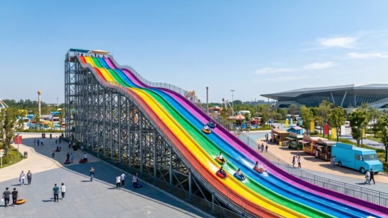 Flat Ground Rainbow Slide Amusement Park