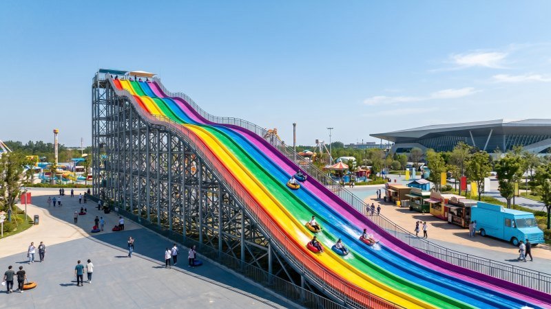 Flat Ground Rainbow Slide Amusement Park