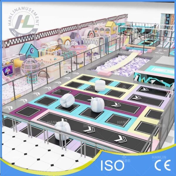 Pastel Trampoline Arena with Dodgeball Zone