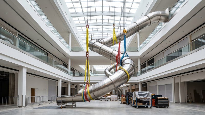 Professional Installation of Massive Stainless Steel Tube Slide