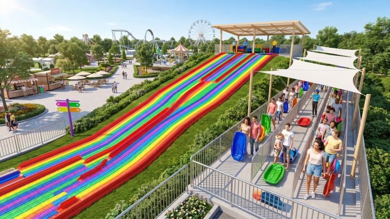 Profitable Crowded Rainbow Slide Attraction Park
