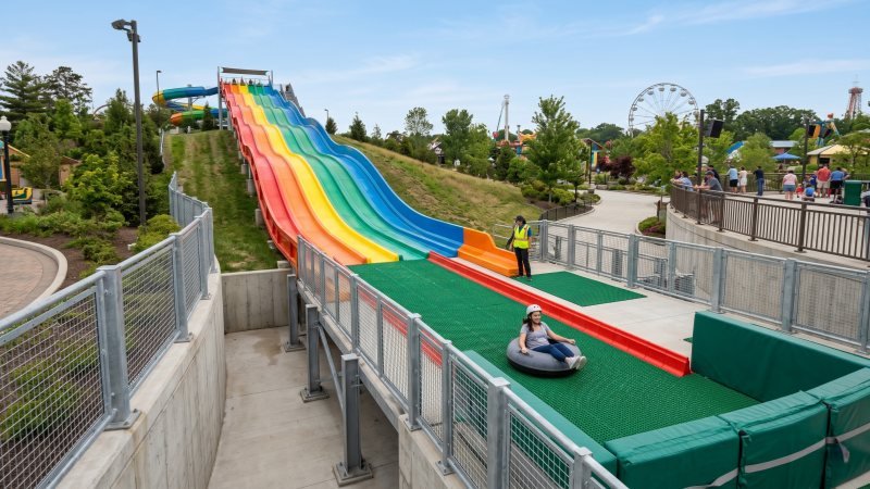 Rainbow Slide Safety Guardrails and Deceleration Zone
