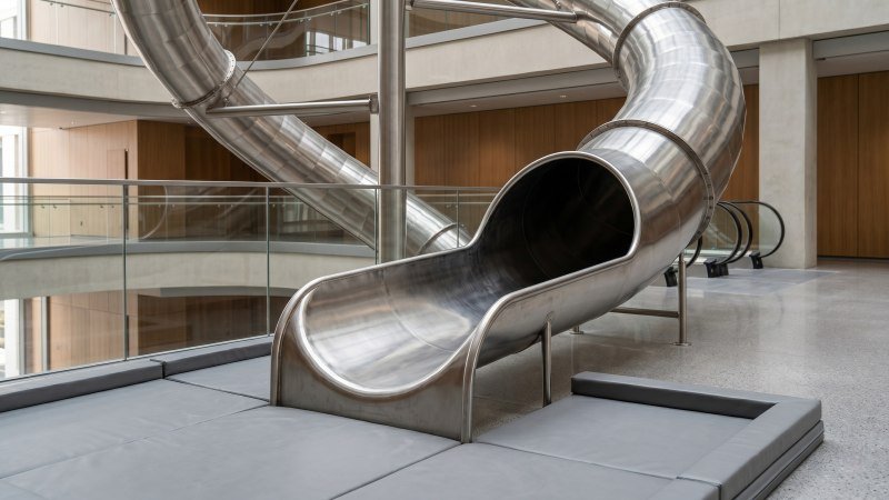 Safe Landing Zone and Polished Stainless Steel Slide Exit