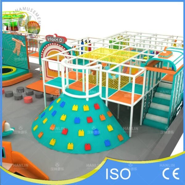 Teal Volcano Climbing Wall and Obstacle Course