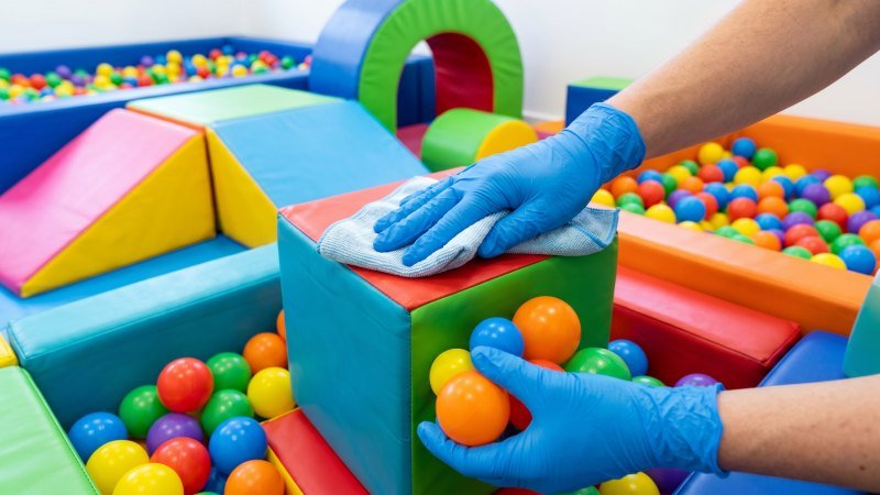 Sanitizing Soft Play Ball Pit And Foam Blocks