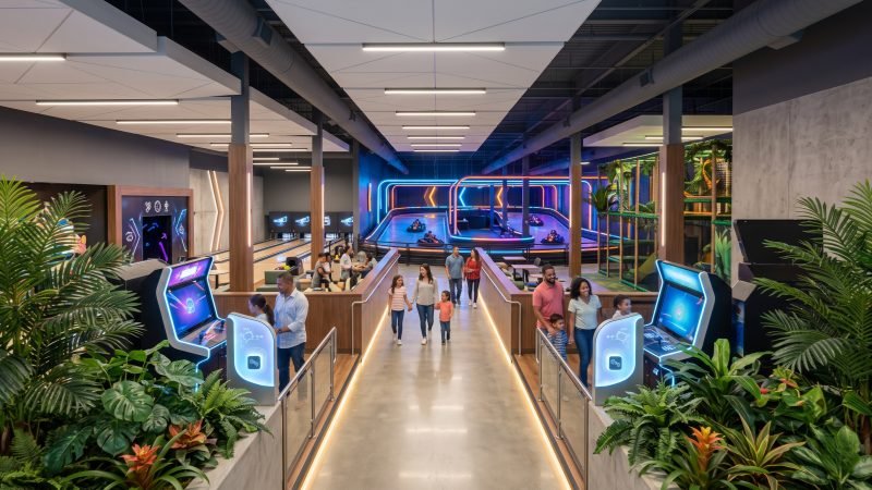 Themed Entertainment Center Layout with Cashless Systems