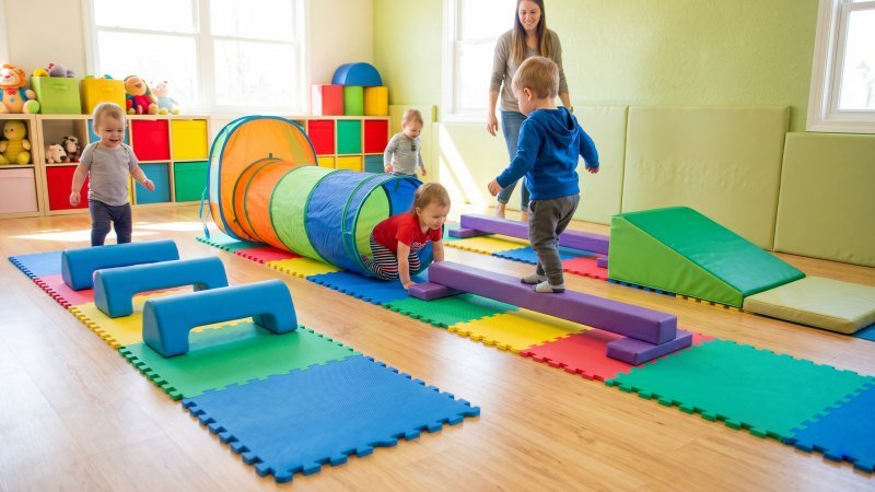 Toddler Mini Obstacle Course with Crawl Tunnels