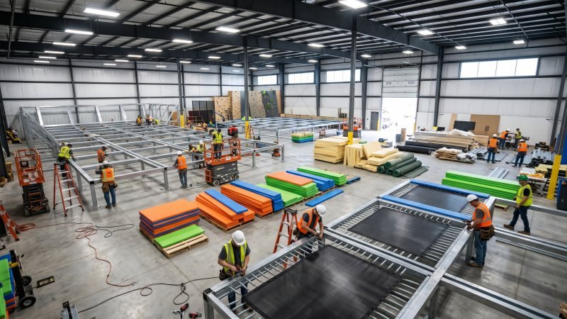 Trampoline Park Equipment Construction Setup