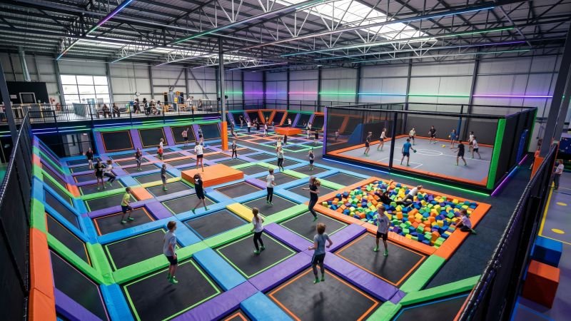 Vibrant Commercial Trampoline Park Interior