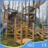 Wooden Climbing Tower with Rope Net Tunnel