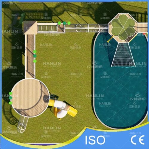 Aerial View Shamrock Platform Rope Tunnel Playground Aerial View Shamrock Platform Rope Tunnel Playground