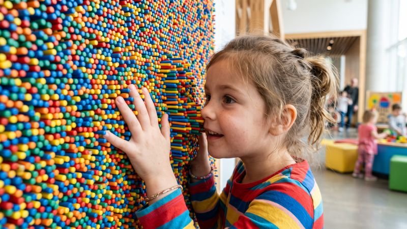 Child Exploring Tactile Pin Screen