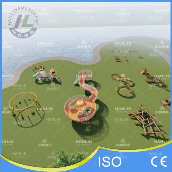 Comprehensive Waterfront Outdoor Theme Park Aerial View