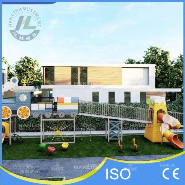 Elevated Train Cabin and Suspension Bridge Structure Elevated Train Cabin and Suspension Bridge Structure