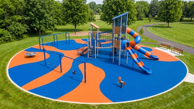 Newly installed and well maintained playground rubber surface