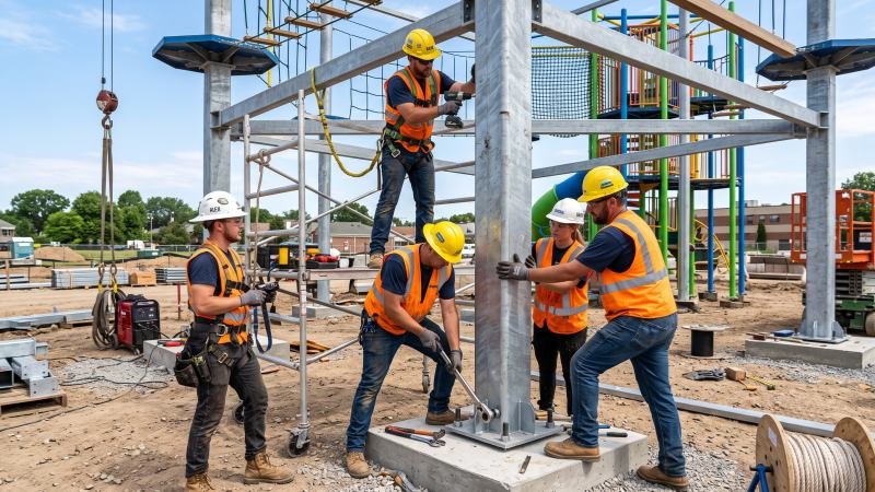 On Site Playground Equipment Installation Team