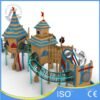 Fairytale Wooden Playground with Blue Roofs and Rope Tunnel