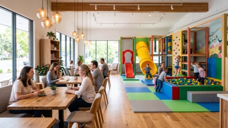 Modern Indoor Play Cafe with Parent Lounge and Soft Play Area