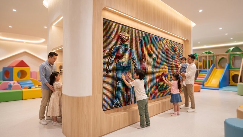 Permanent Giant Pin Wall in Entertainment Center