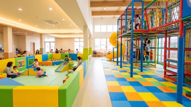 Play Cafe Layout Showing Separate Toddler and Big Kid Zones