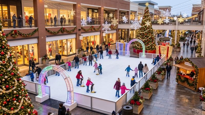 Seasonal Pop Up Ice Skating Rink in Mall