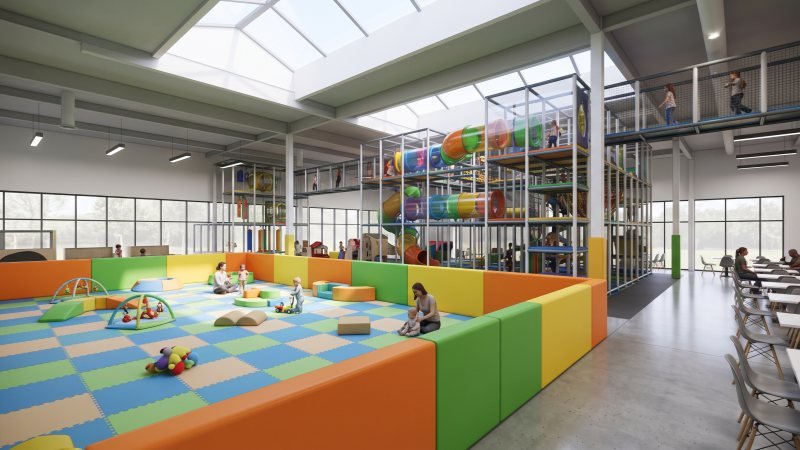 Separated Play Zones for Infants and School Age Children