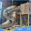 Stainless Steel Spiral Slide on Wooden Playscape