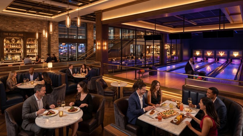Upscale Eatertainment Venue with Dining and Bowling