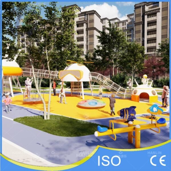 Aviation Park Playground with Seesaw and Spinners