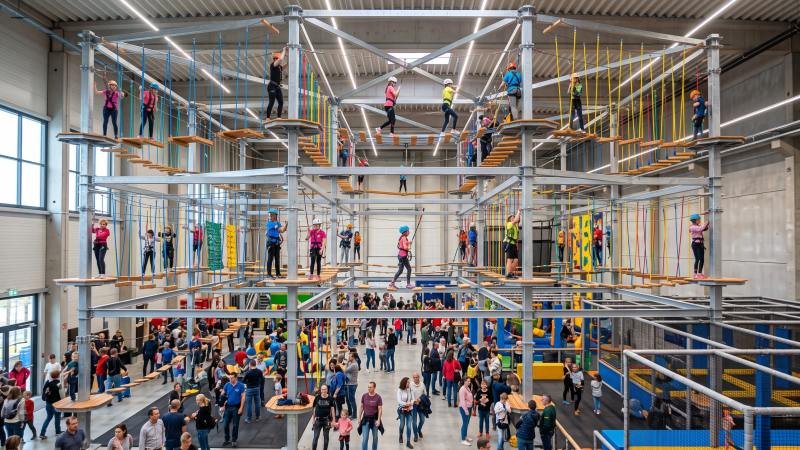 Indoor High Ropes Course Above Arcade Space