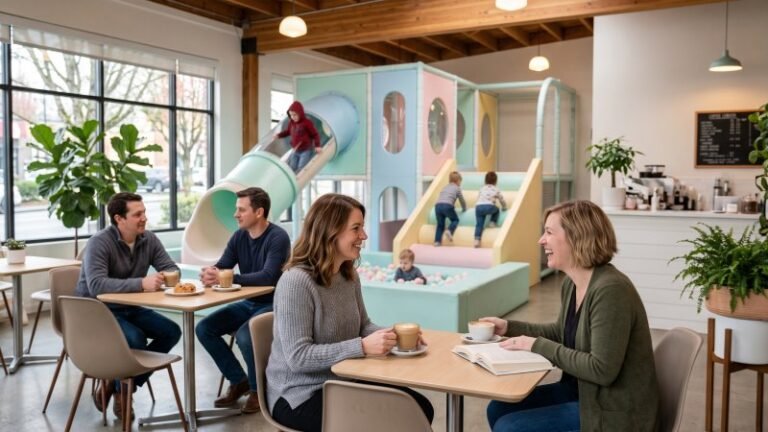 Modern Indoor Play Cafe With Relaxing Parents